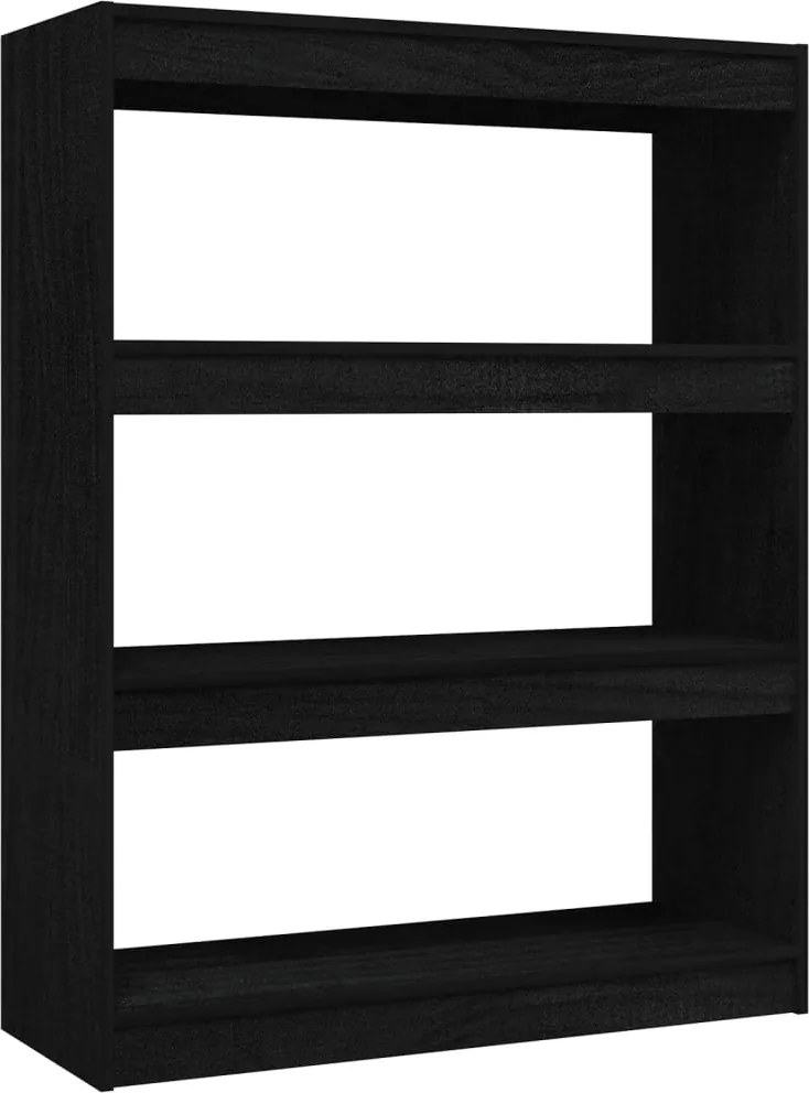 vidaXL fekete tömör fenyőfa könyvszekrény/térelválasztó 100 x 30 x 103 cm