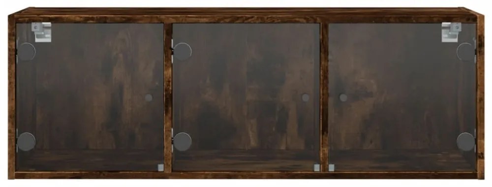 füstös tölgyszínű faliszekrény üvegajtókkal 102 x 37 x 35 cm