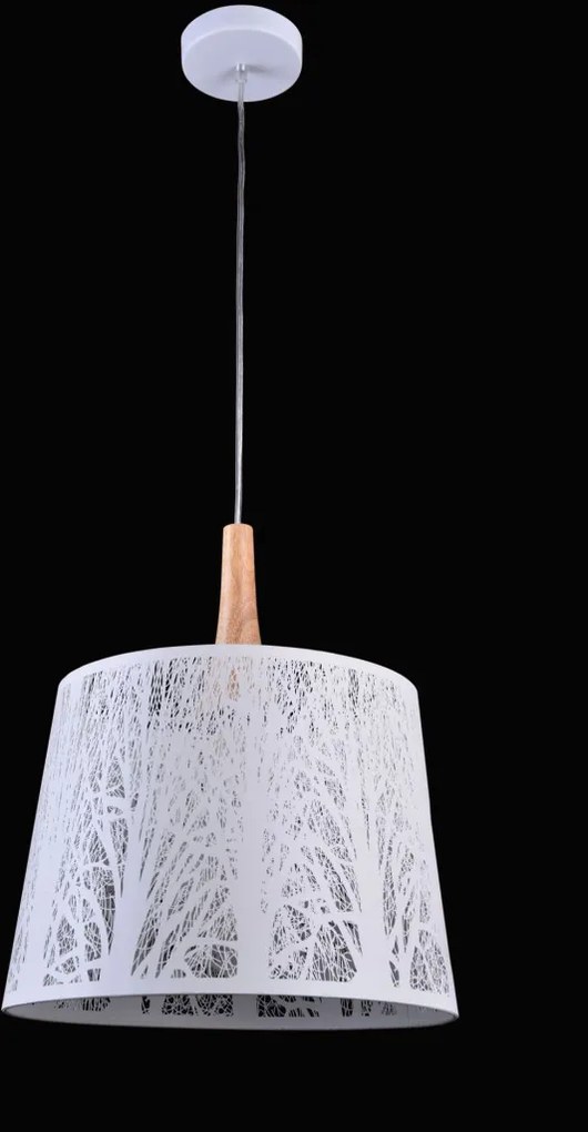 MAYTONI MOD029-PL-01-W LATNERN Ernyős Függesztett Lámpa Fehér, Világos Fa E27 IP20