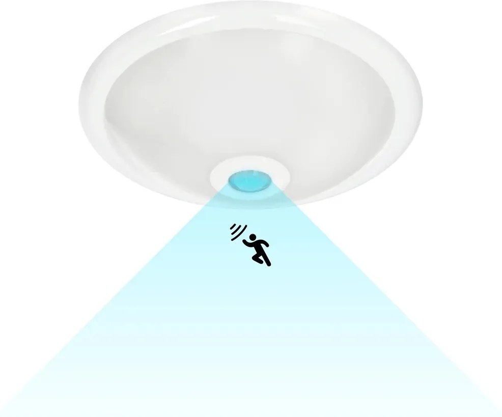 Mennyezeti lámpa mozgásérzékelővel fehér kerek 30 cm 2xE27 Eko-Light