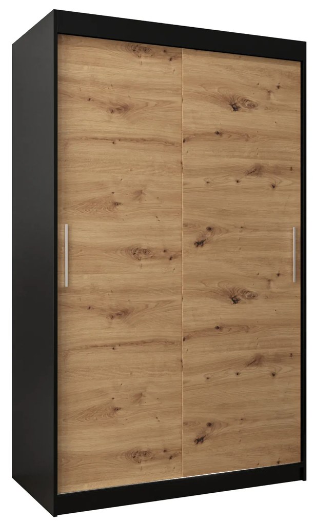 Ruhásszekrény 120 cm Toki (matt fekete + artisan tölgy). 1064809
