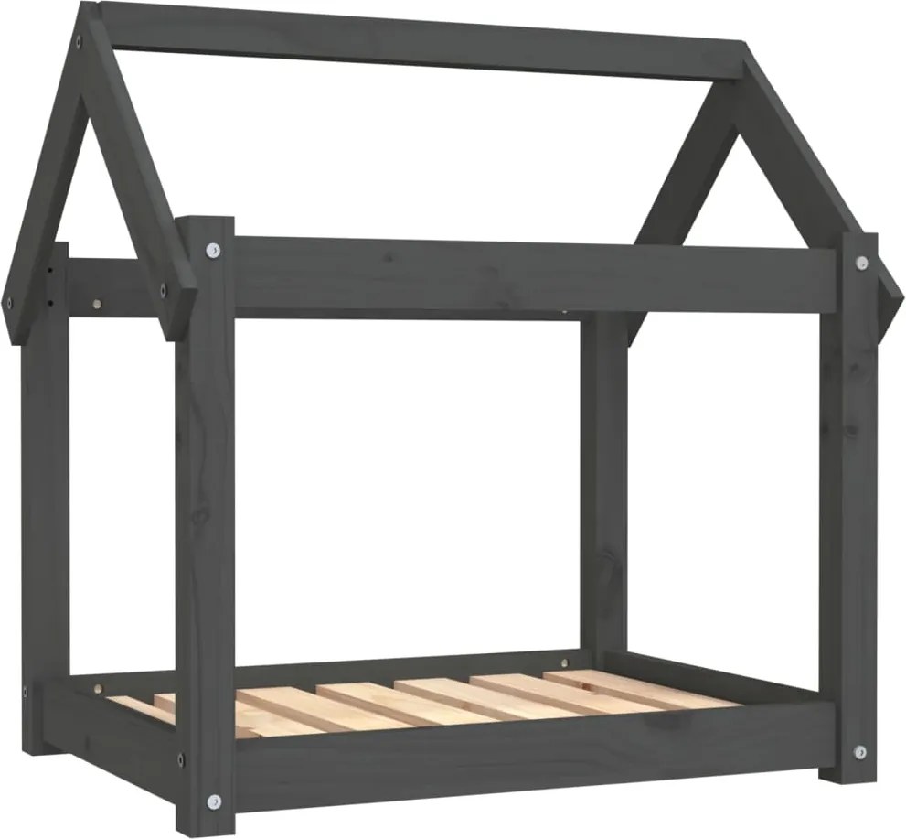 vidaXL szürke tömör fenyőfa kutyaágy 71x55x70 cm