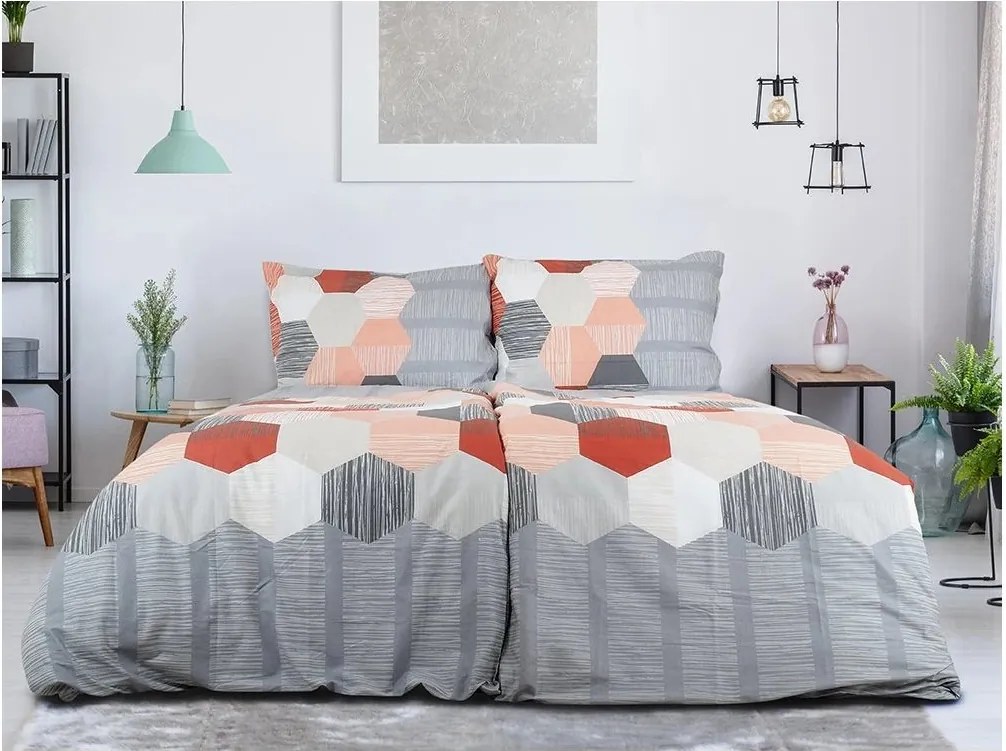 Renforcé pamutból készült krepp ágyneműhuzat HONEY COMB szürke Ágyneműhuzat mérete: 70 x 90 cm | 140 x 200 cm