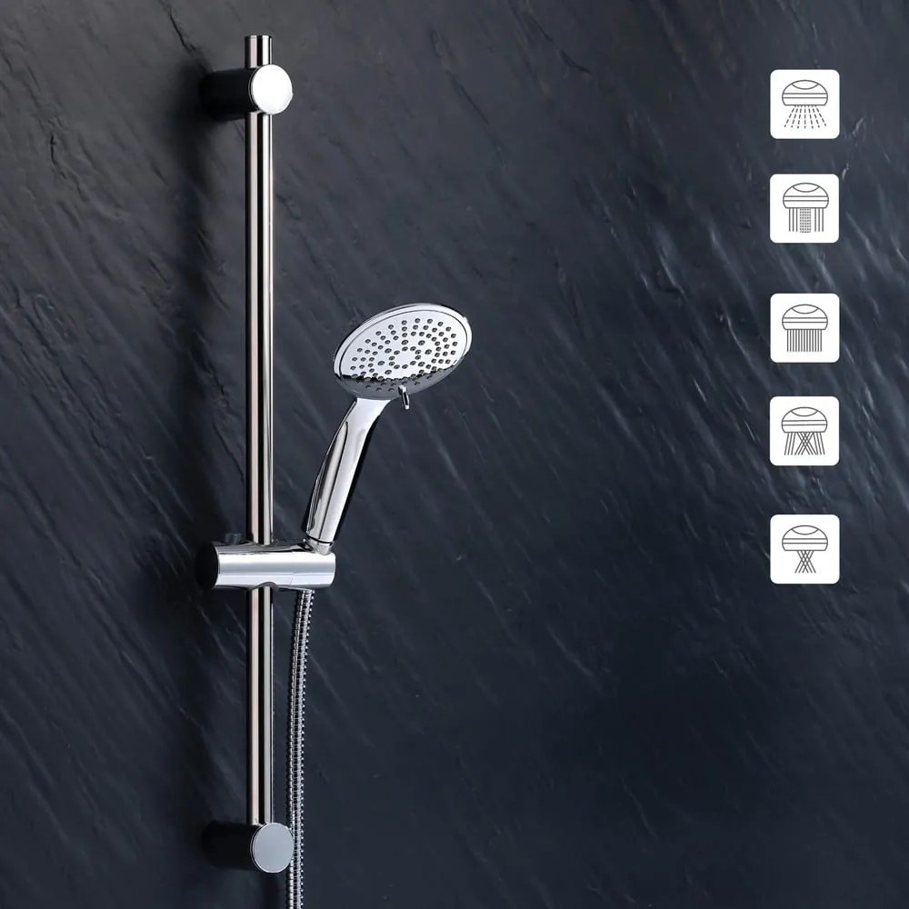 Matt ezüstszínű műanyag zuhanyszett kézi tussal 70 cm Hydro – douceur d'intérieur