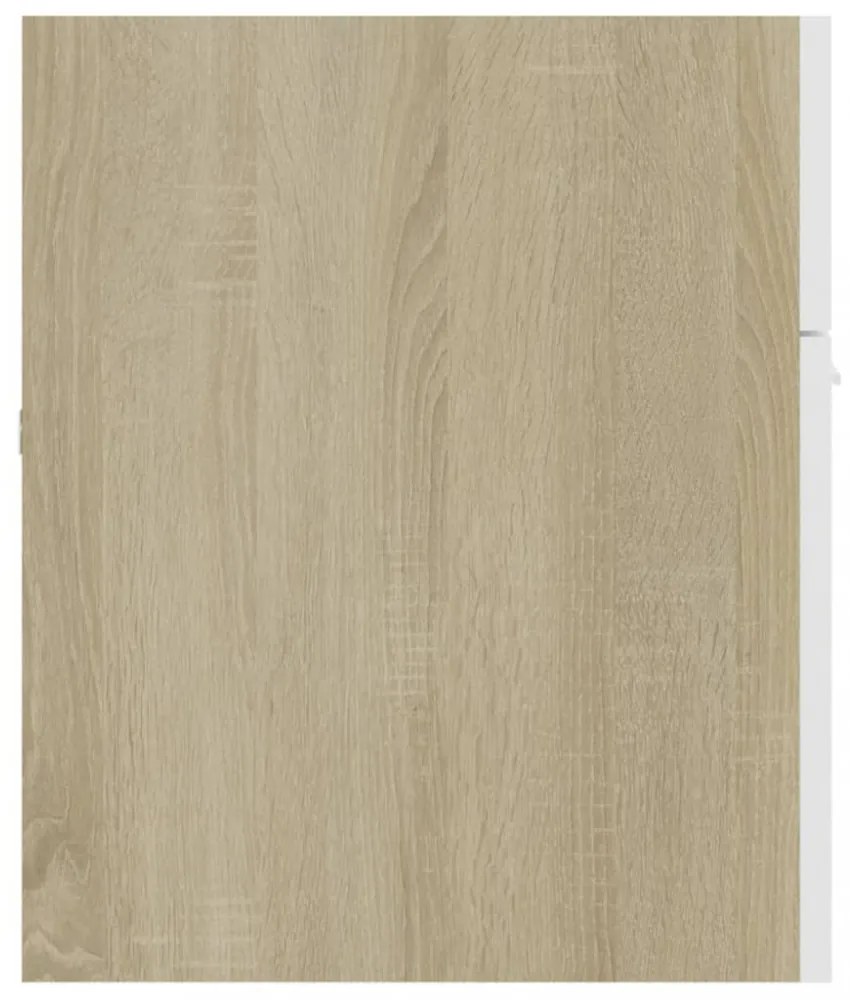 fehér és sonoma tölgy szerelt fa mosdószekrény 100x38,5x46 cm