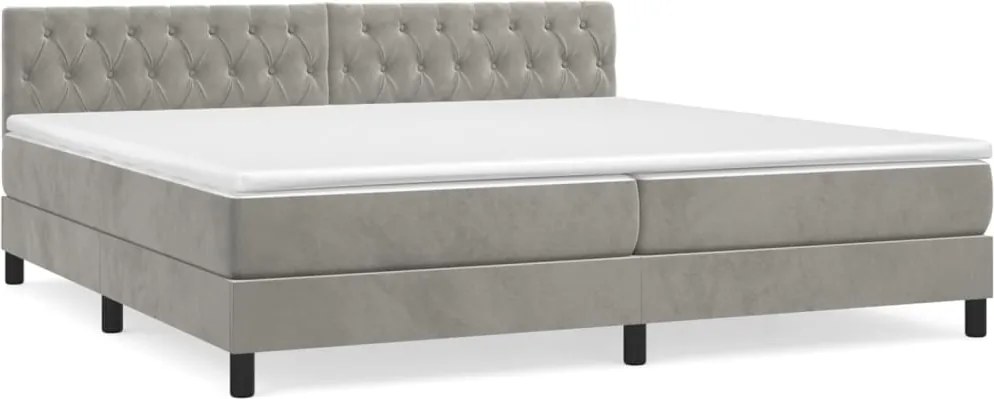 vidaXL világosszürke bársony rugós ágy matraccal 200x200 cm