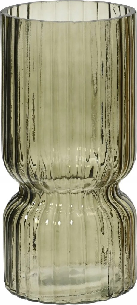 Üveg váza átlátszó bordázott 11x23cm 1db