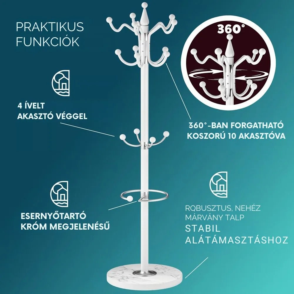 TENZY fogas márvány talapzattal, 37x173cm, fehér Casaria