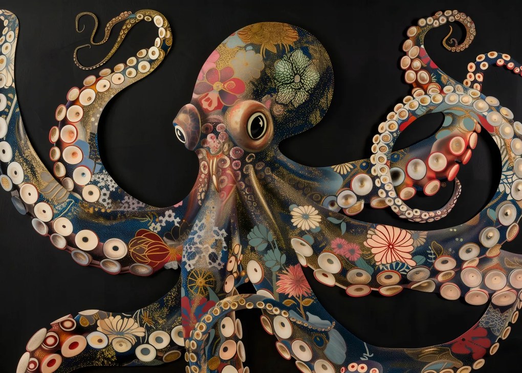 Poszter 70x50cm Polip fekete