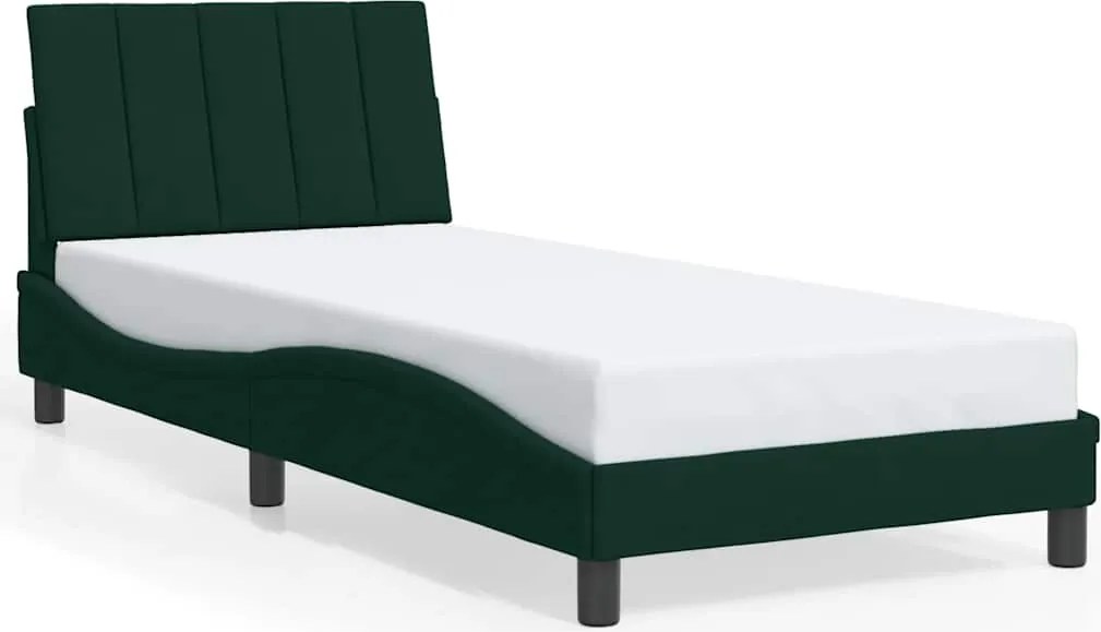 vidaXL sötétzöld bársony ágykeret matrac nélkül Hanko 90x200 cm