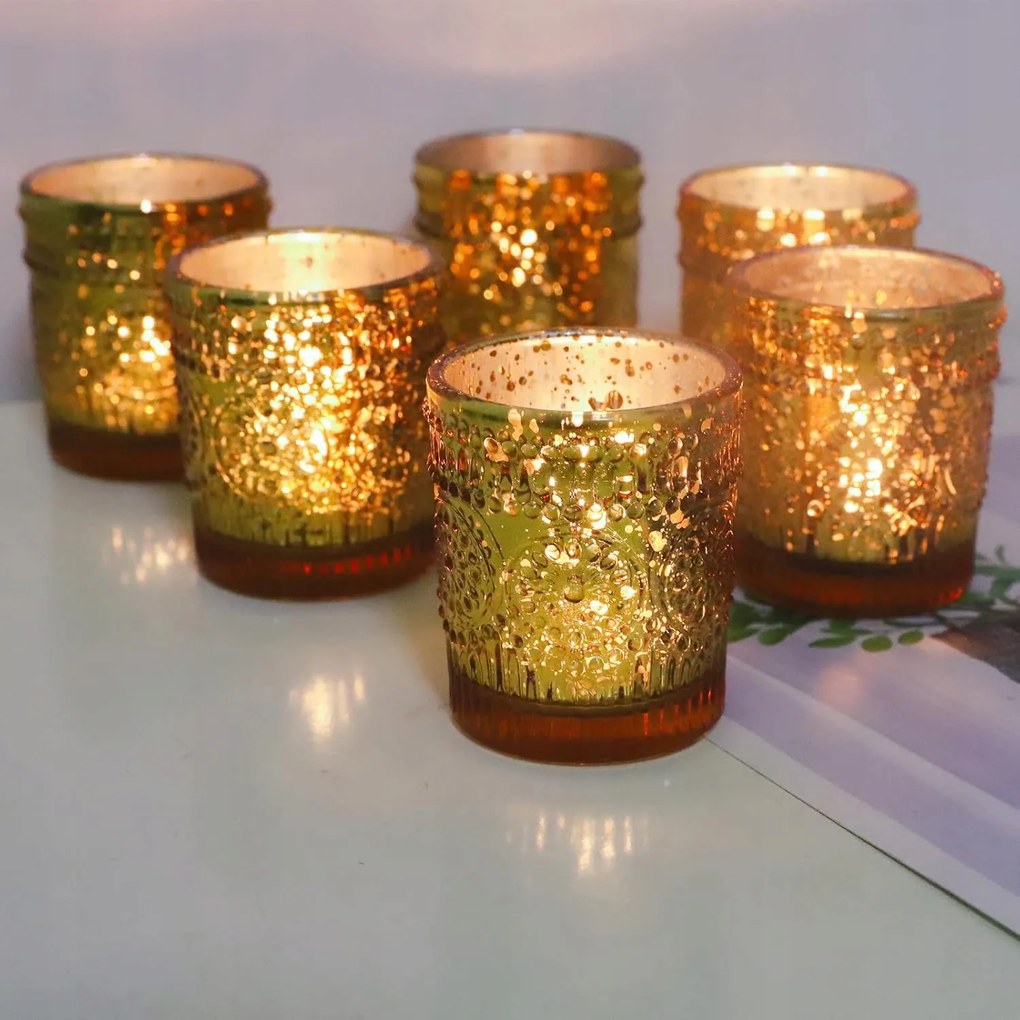 Fogadalmi gyertyatartó szett – 12 db-os, arany színben