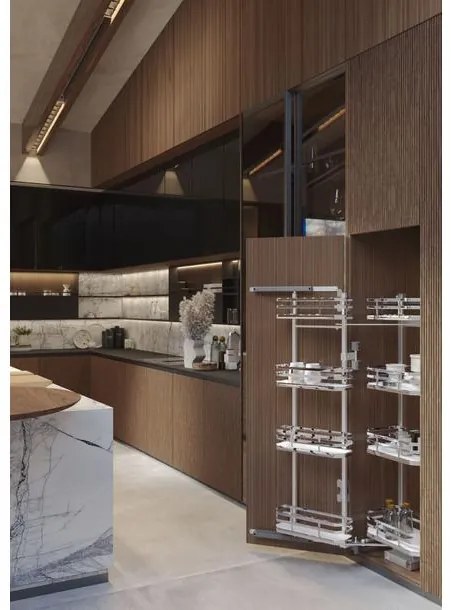 Konyhai fémrács, kamravasalat, 600mm, króm-fehér, csillapított záródás,  8 kosár SIGE, Infinity Plus 230B