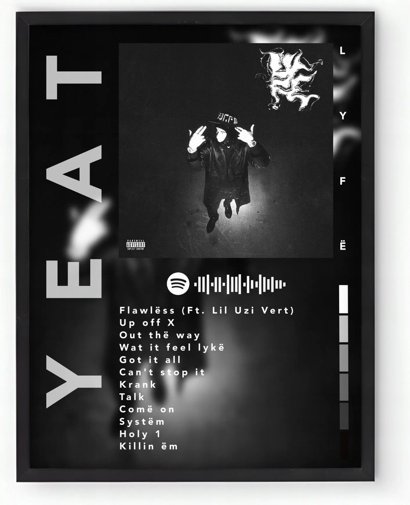 Poszter keretben Album Yeat Lyfe 30x40 cm Ajándék ötlet