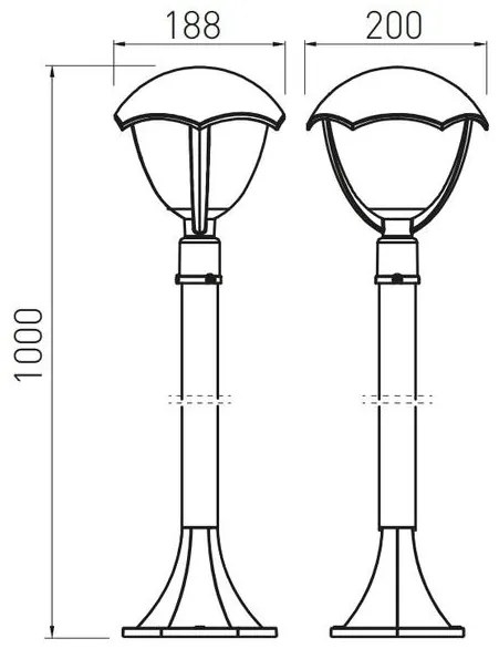 Lámpa Kerti lámpatest GRANDE-P, E27, MAX.60W, IP54, AC220-240V, 50-60Hz, pillér 1 m, fekete