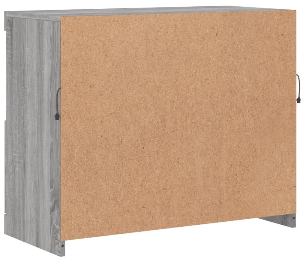 szürke sonoma színű tálalószekrény LED-ekkel 81 x 37 x 67 cm