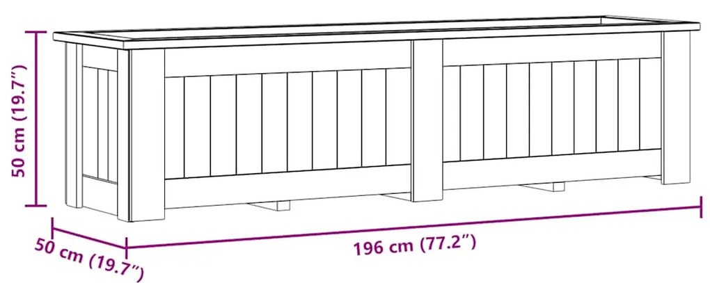 impregnált fenyőfa magaságyás 196 x 50 x 50 cm