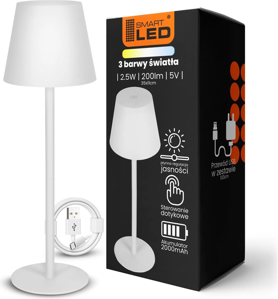 Akkumulátoros Led Asztali Lámpa Érintőképernyős Éjjeli Asztal 3 Szín