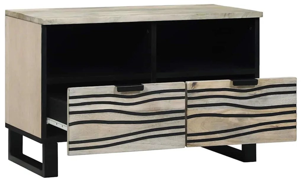 TV Szekrény fiókkal Fehér 70 x 33 x 46 cm tömör mangófa