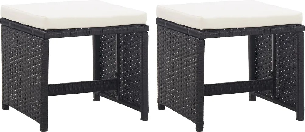vidaXL 2 db fekete polyrattan kerti ülőke párnával