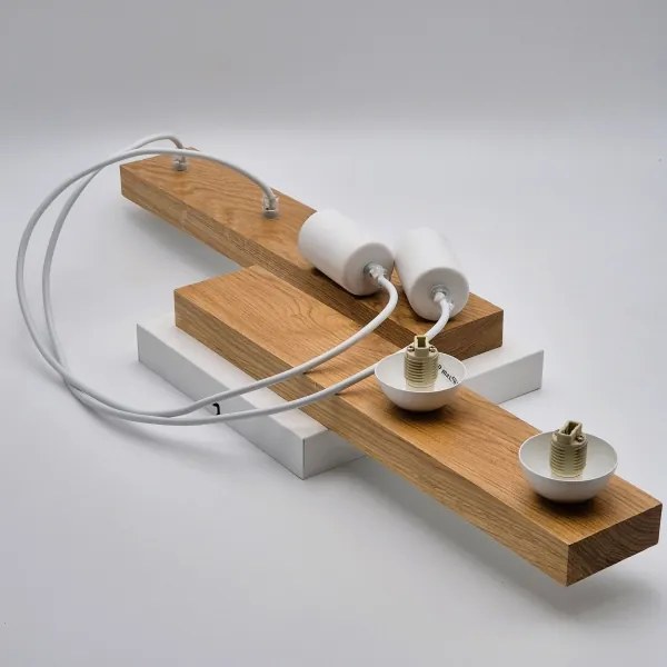 Csillár zsinóron CORTINA 2xE27/15W/230V + 2xG9/5W/230V fehér/tölgy