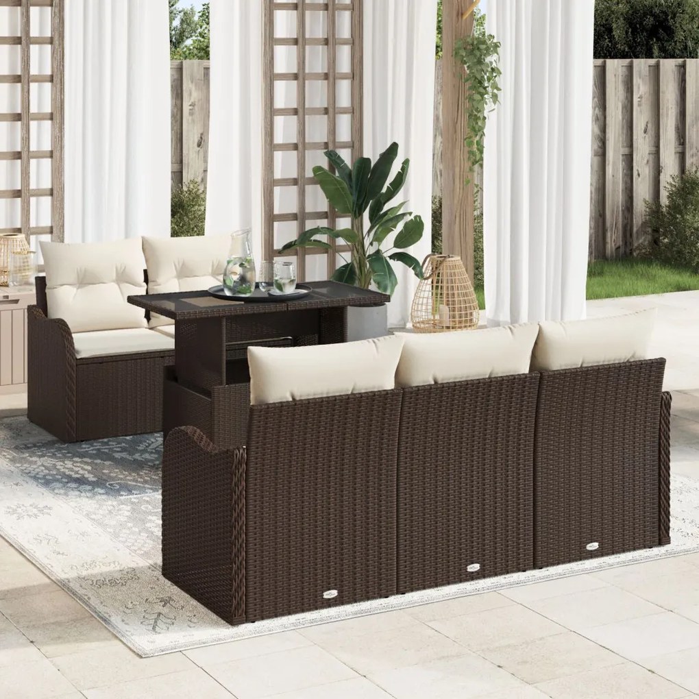 Kerti Kanapé Szett 6 pcs Barna 100 x 55 x 73 cm Poli rattan