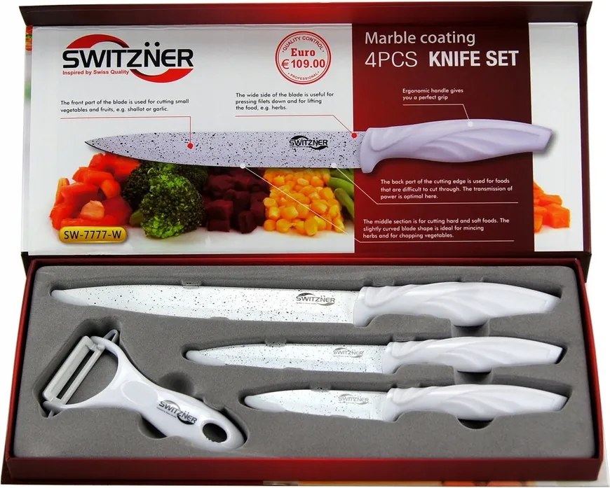 3EL. Konyhai Kés Hámozó Készlet Switzner Sw 7777W Fehér Akció