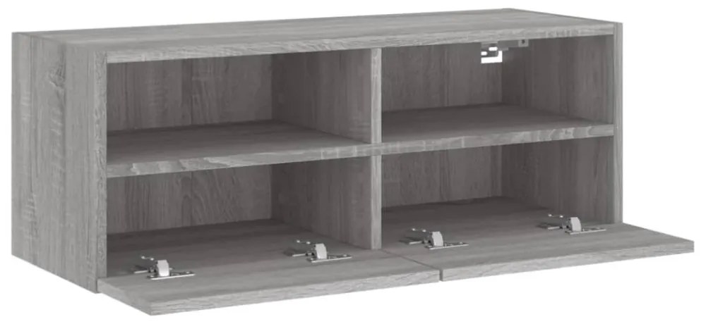 szürke sonoma színű szerelt fa fali TV-szekrény 80 x 30 x 30 cm