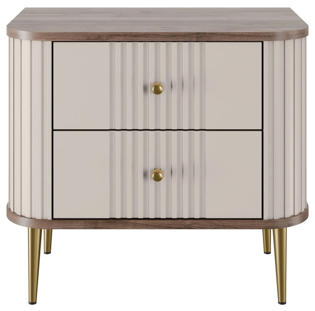 Vesper éjjeliszekrény szett 56 cm - kasmír / dió / arany lábak