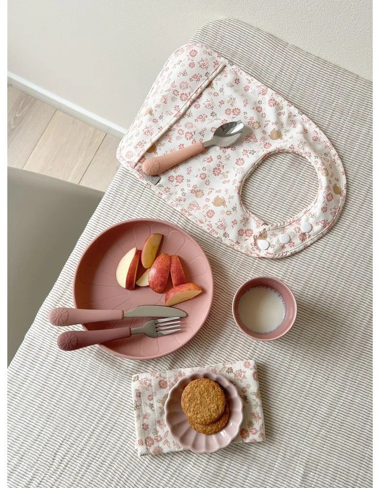 Piros-lazacszínű szilikon gyerek evőeszköz szett 3 db-os Rose Mix – Cam Cam Copenhagen