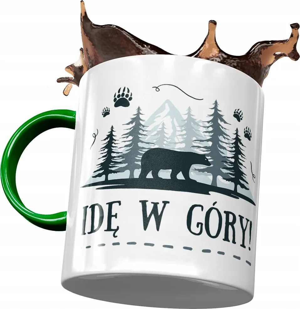 Zöld bögre macival Aranyos mackó ajándék fényképes nyomtatással