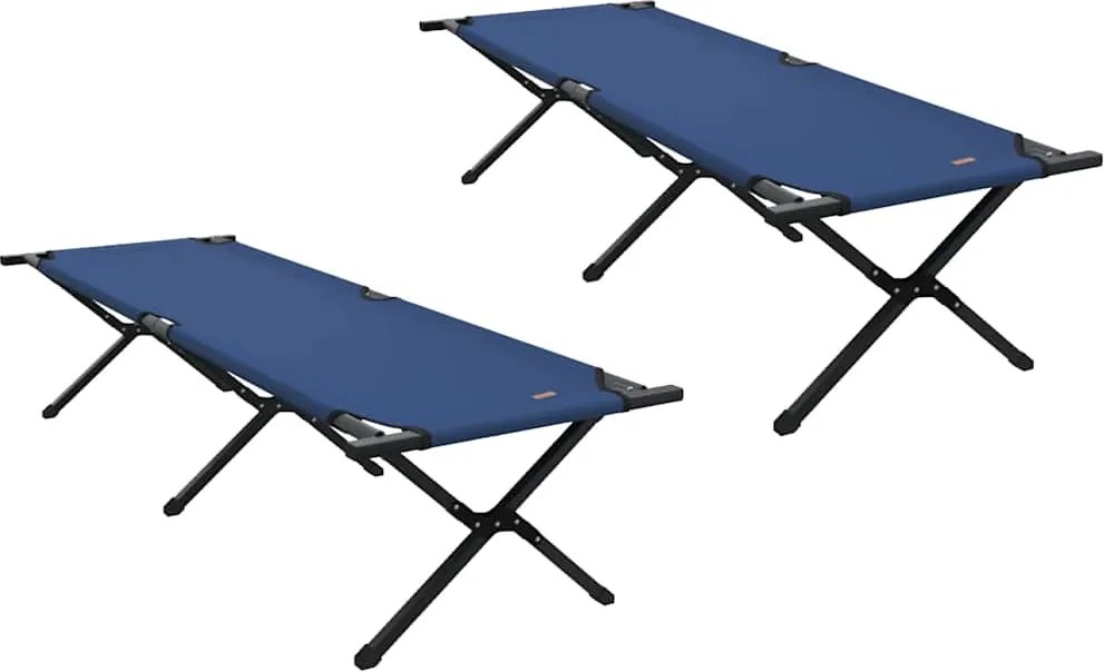 vidaXL Összecsukható Kemping Ágy 2 pcs Kék 193 x 69 x 45 cm
