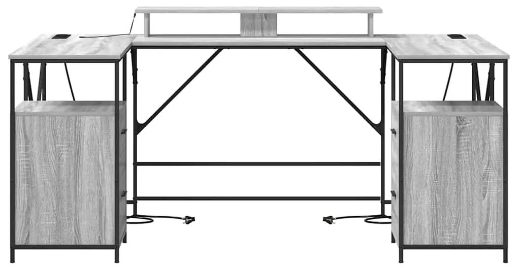 Asztal fiókkal Szürke sonoma 182 x 101 x 87.5 cm Faanyag