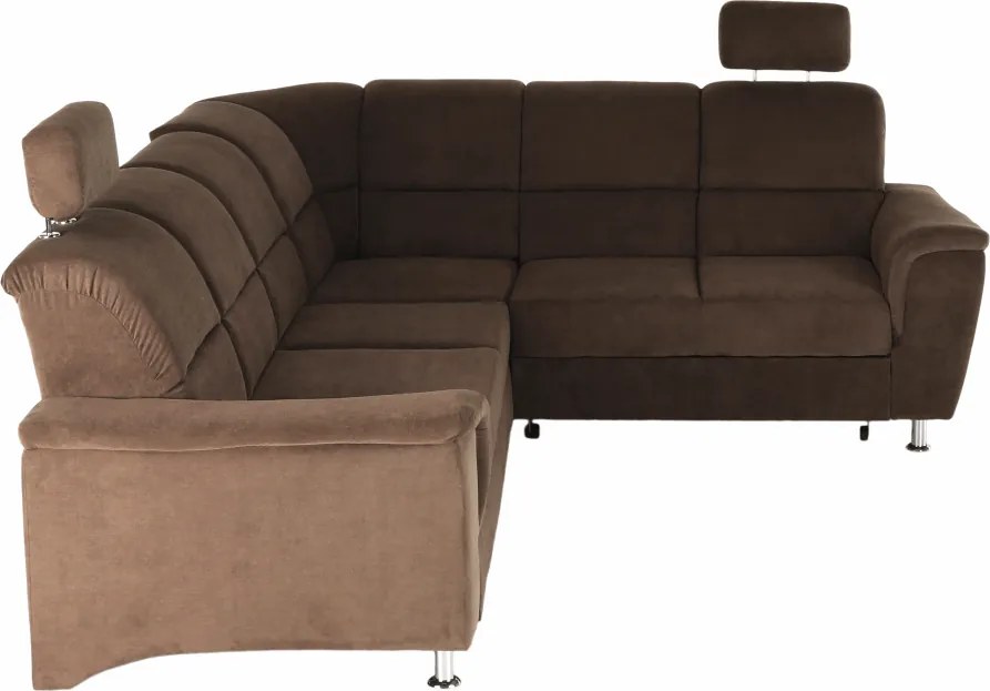 Kinyitható ülőgarnitúra, barna szövet, jobbos, SANTIAGO