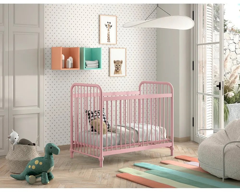 Rózsaszín fém babaágy 60x120 cm BRONXX – Vipack