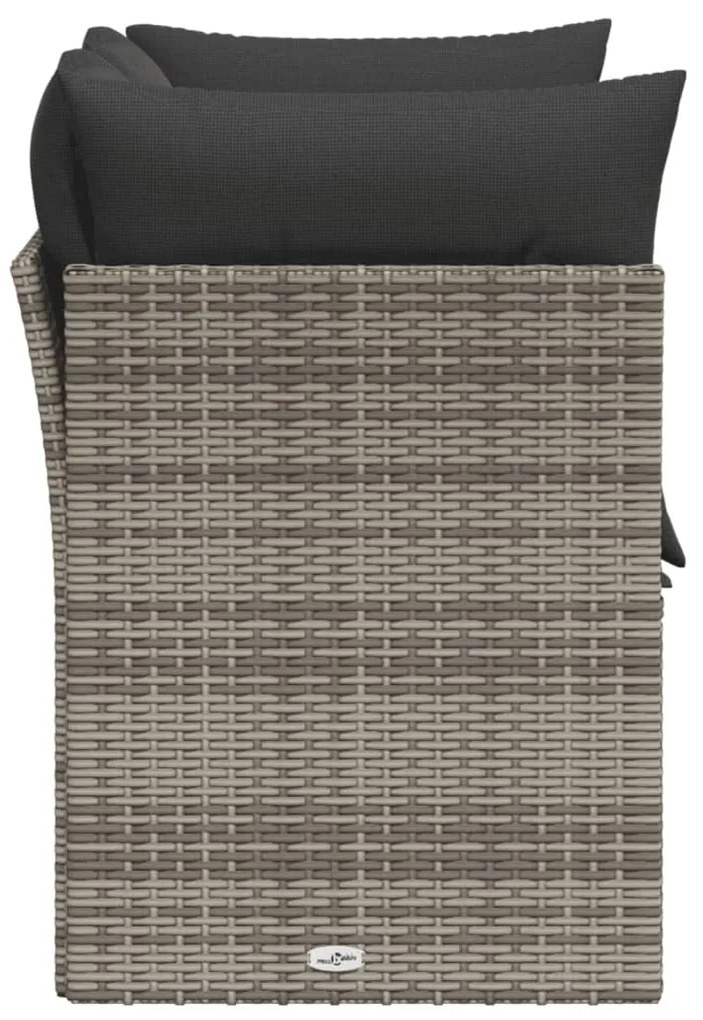 2 személyes szürke polyrattan kerti kanapé párnával