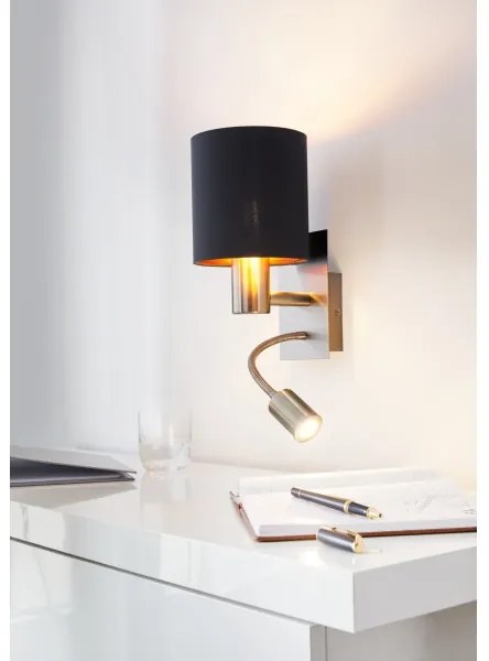 Eglo 96483 - LED flexibilis lámpa PASTERI 1xE27/40W+LED/3,8W fekete