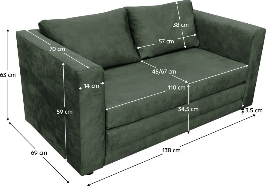 Kihúzható kanapé, zöld, BEJA