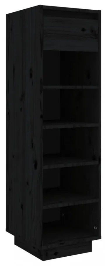 fekete tömör fenyőfa cipőszekrény 34 x 30 x 105 cm