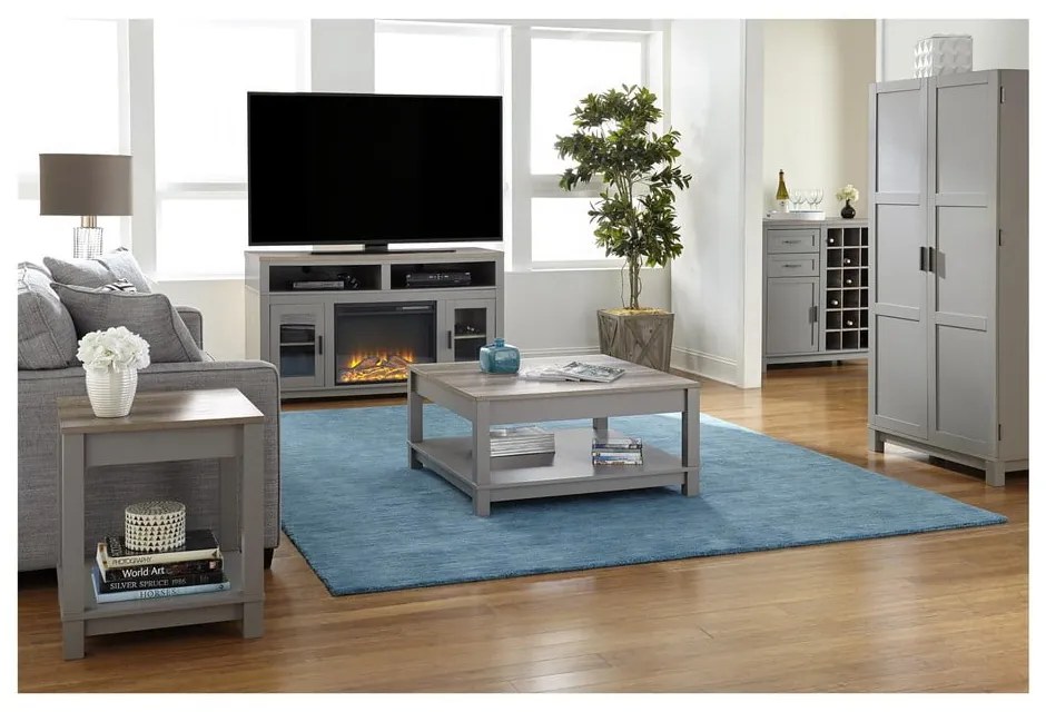 Szürke-natúr színű dohányzóasztal tölgyfa dekorral 89x89 cm Carver – Støraa