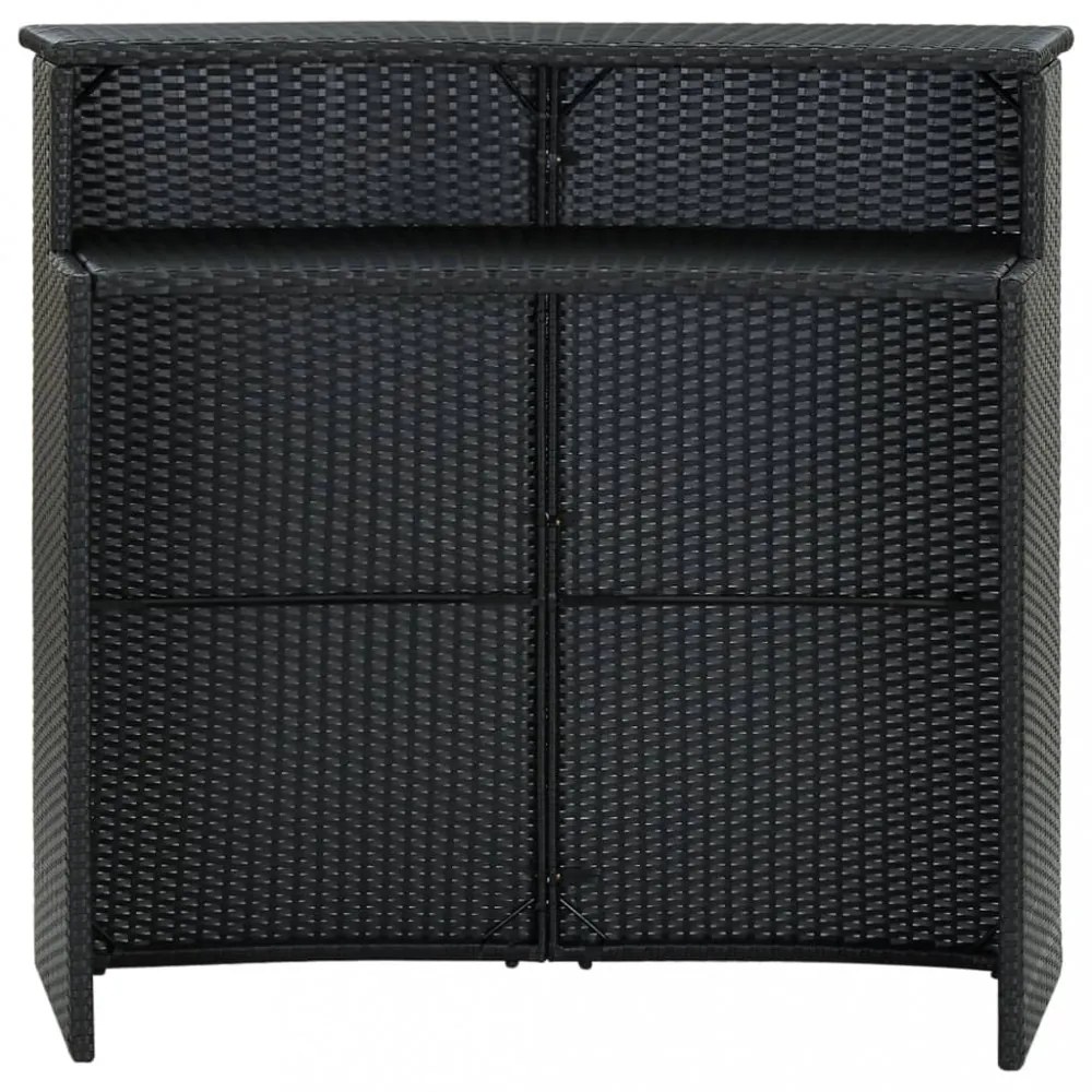 fekete polyrattan kerti bárasztal 120 x 55 x 110 cm