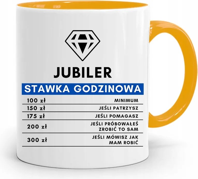 Ékszerésznek Bögre Sárga Óradíj Ajándék fényképes nyomtatással