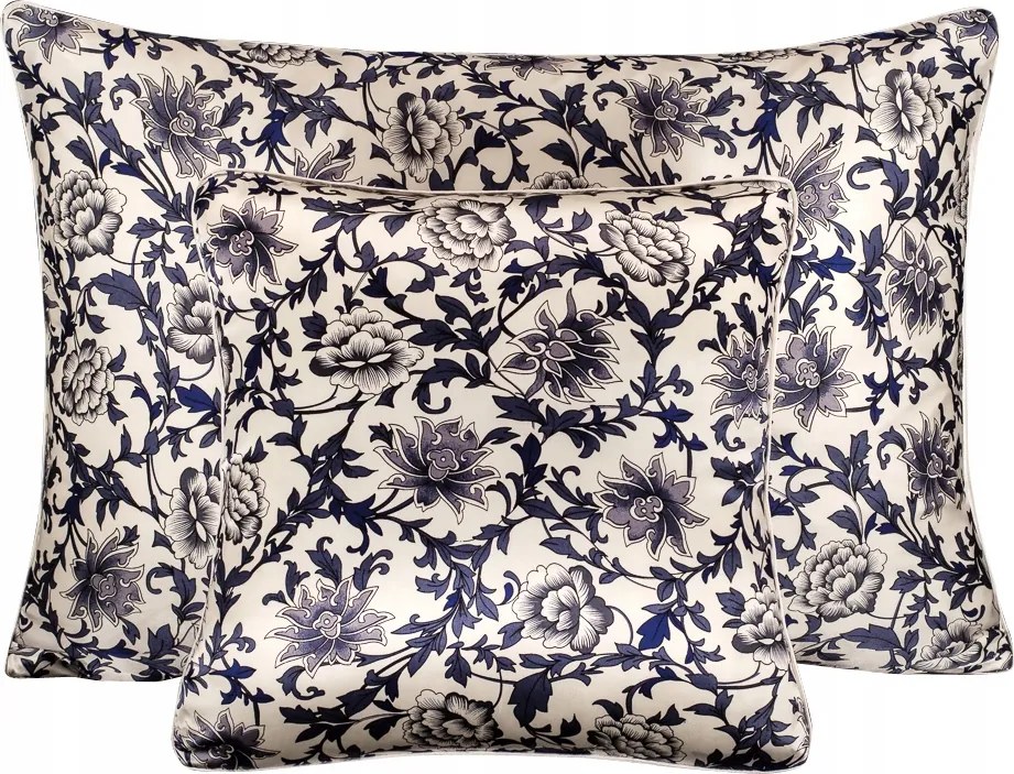 100% Selyem párnahuzat 70x80 párnahuzat RoyPottery virágok