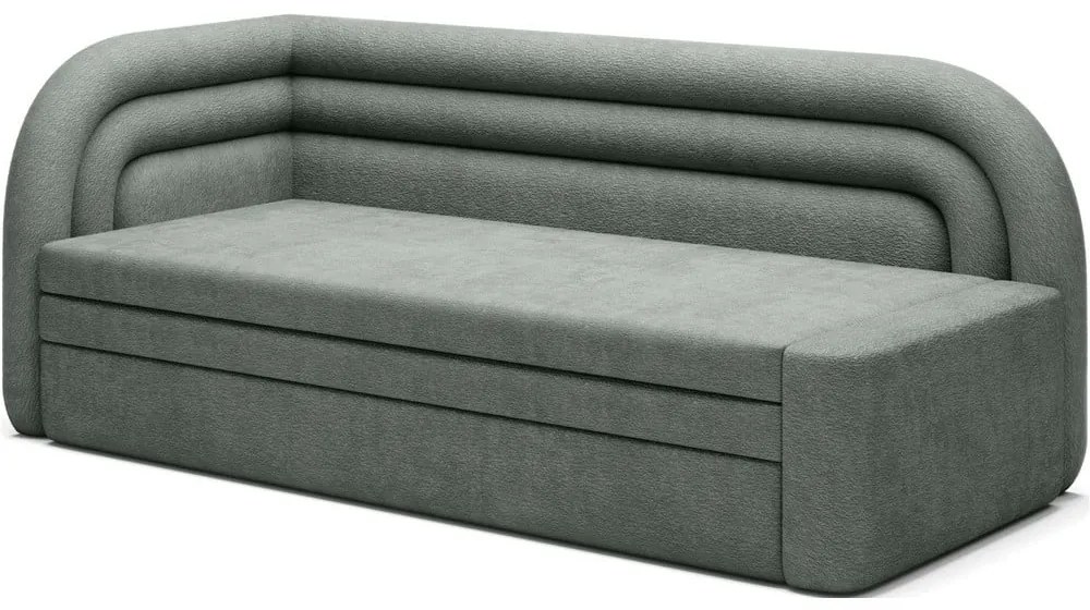 Zöld zsenília kinyitható-tárolóhelyes kanapé bal oldali 223 cm Fabillo – ELTAP