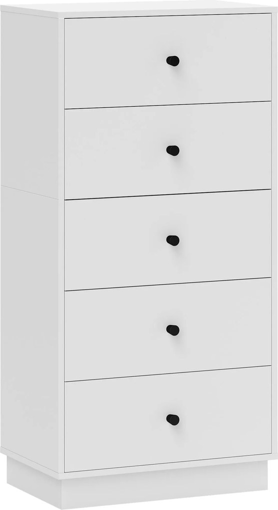 HOMCOM 5 Fiókos Komód Modern Stílusú Tároló Szekrény Fából, 47 x 29 x 95 cm, Fehér | Aosom