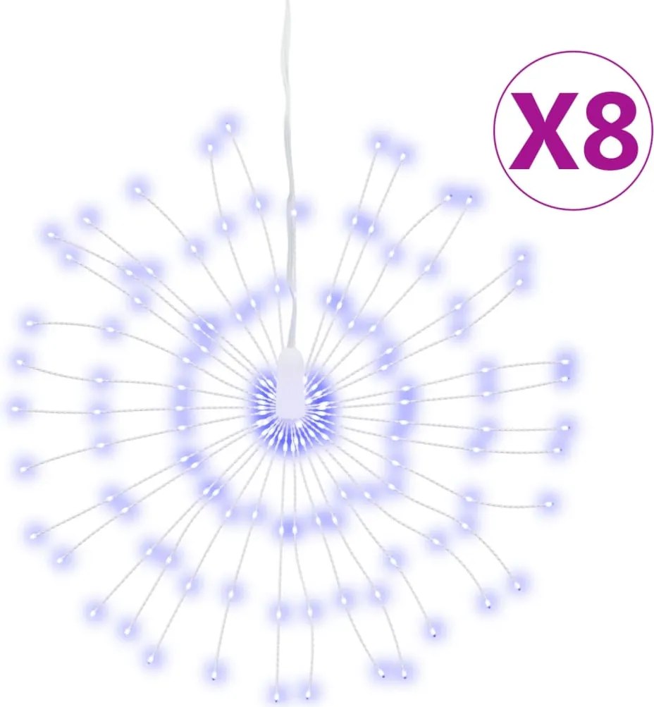 vidaXL 8 db karácsonyi kék csillagfény 140 db LED 17 cm