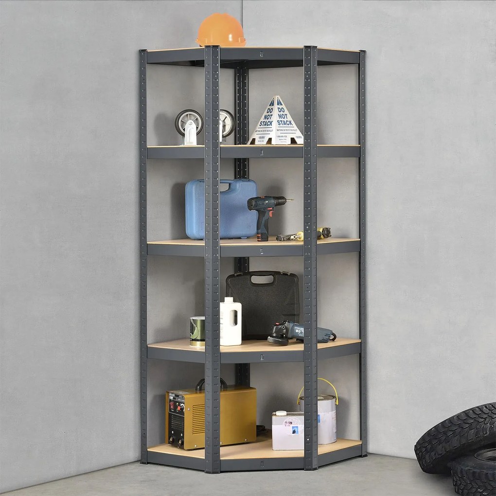 Juskys Sarokpolcos Basic 180x70x40 cm - szürke