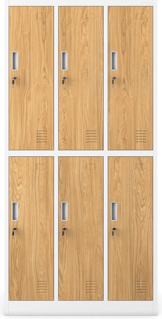 Szociális munkásszekrény fehér/arany tölgy: Eco Design 6 ajtós IGOR