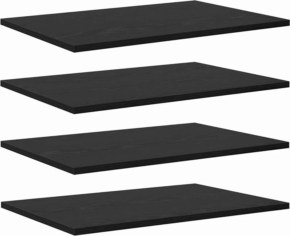 vidaXL Polcos könyvespolc 4 pcs Fekete 60 x 40 x 1,5 cm Faanyag
