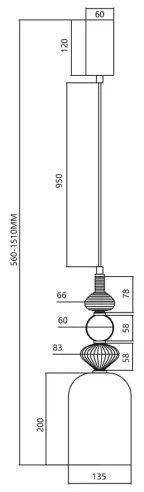 LED Csillár zsinóron ARTE LED/12W/230V átm. 13 cm fekete