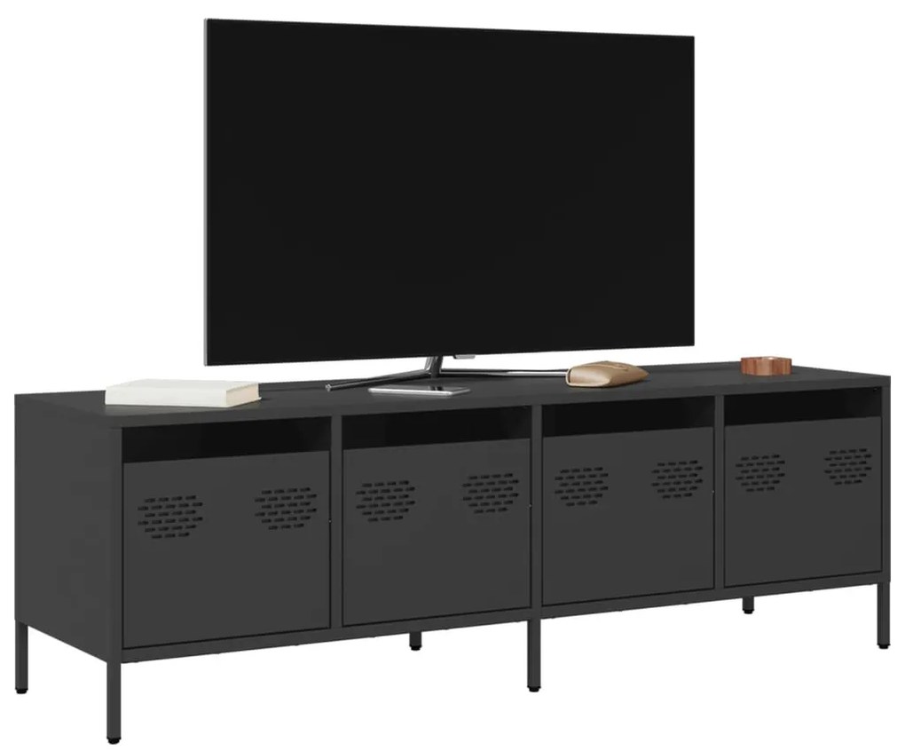 fekete hidegen hengerelt acél TV-szekrény 135 x 39 x 43,5 cm